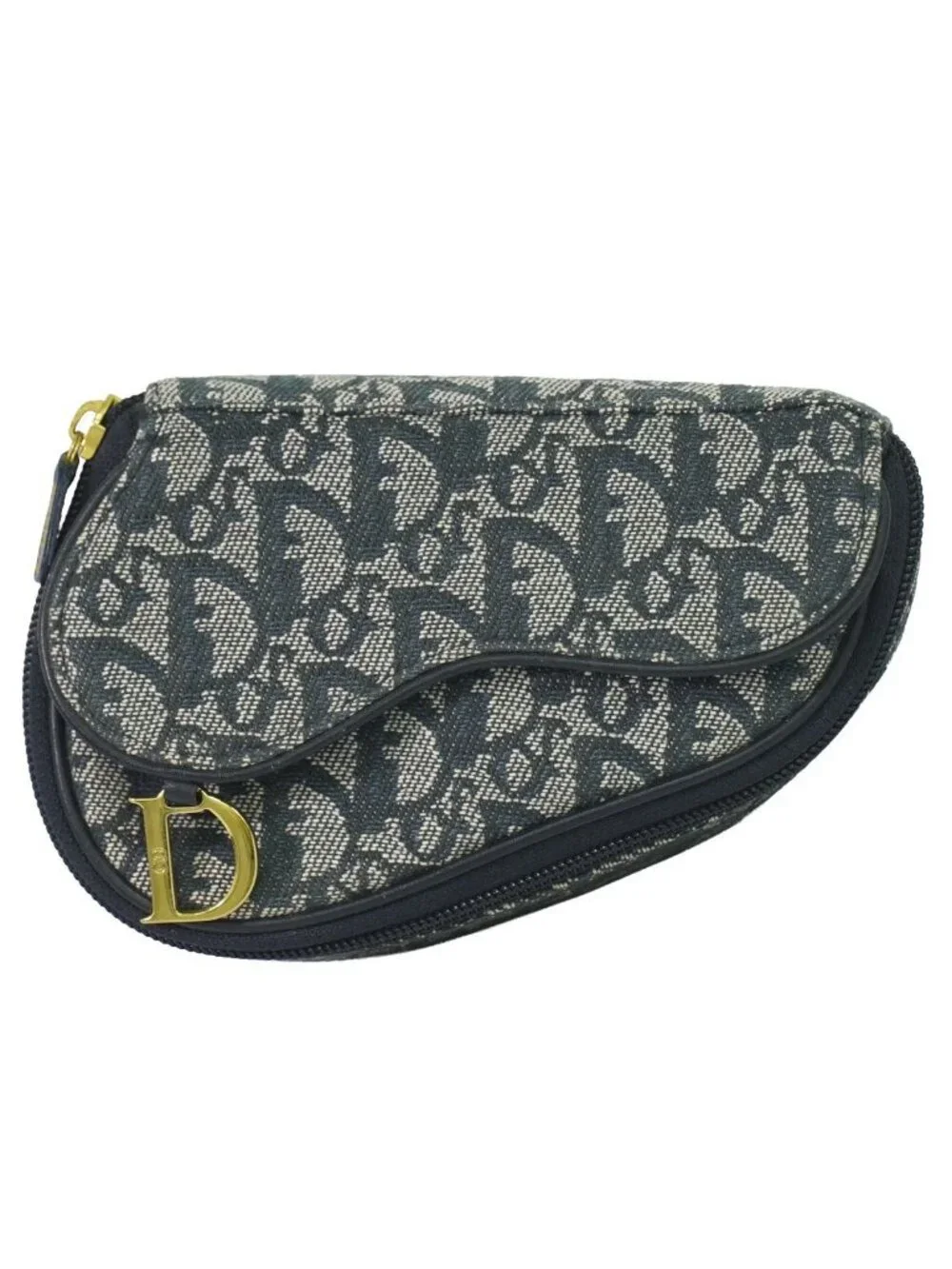 Dior Saddle Trotter Pouch Case Canvas Navy